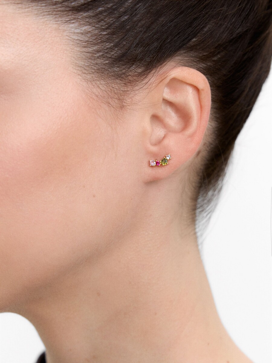 Pendientes Con Cristales - Plata De Ley 925 multicolor