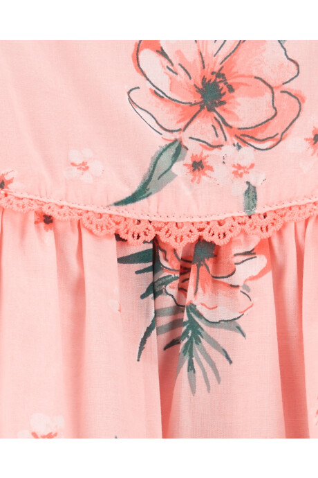 Vestido de algodón con broderie, diseño floral. Talles 3-24M Sin color