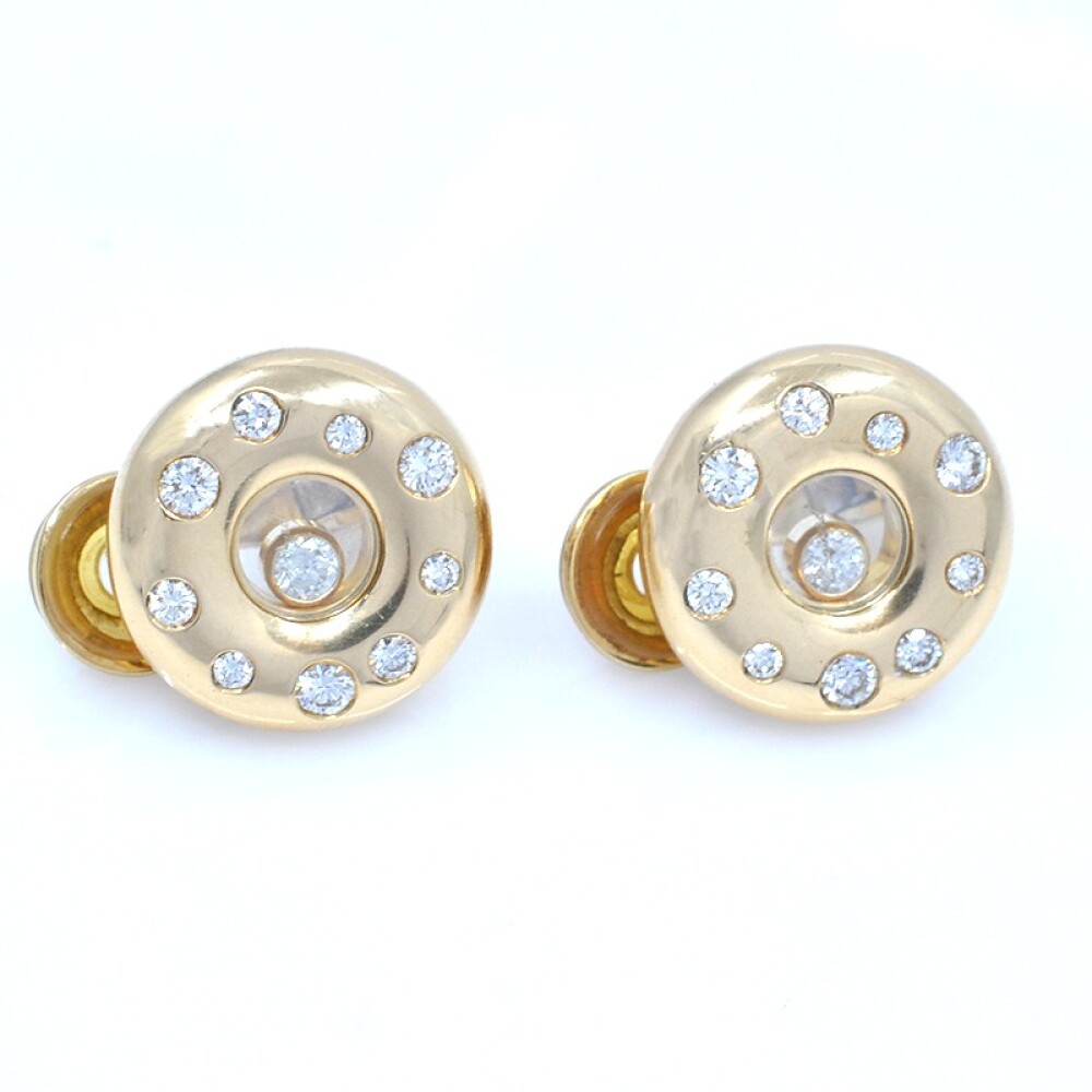 Par de caravanas Chopard Happy Diamonds modelo 84/1868 en oro 18k y brillantes Par de caravanas Chopard Happy Diamonds modelo 84/1868 en oro 18k y brillantes