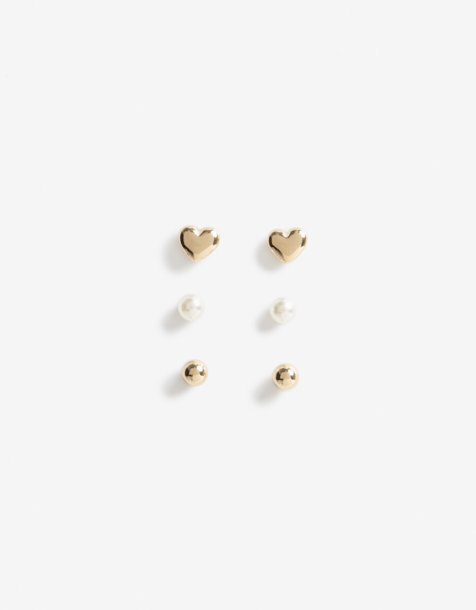 Aros Set Metal Y Perla De La Línea Stay Golden. 