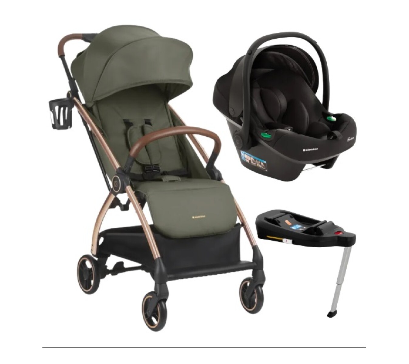 Travel system JOY KIKKABOO ISOFIX - green army 