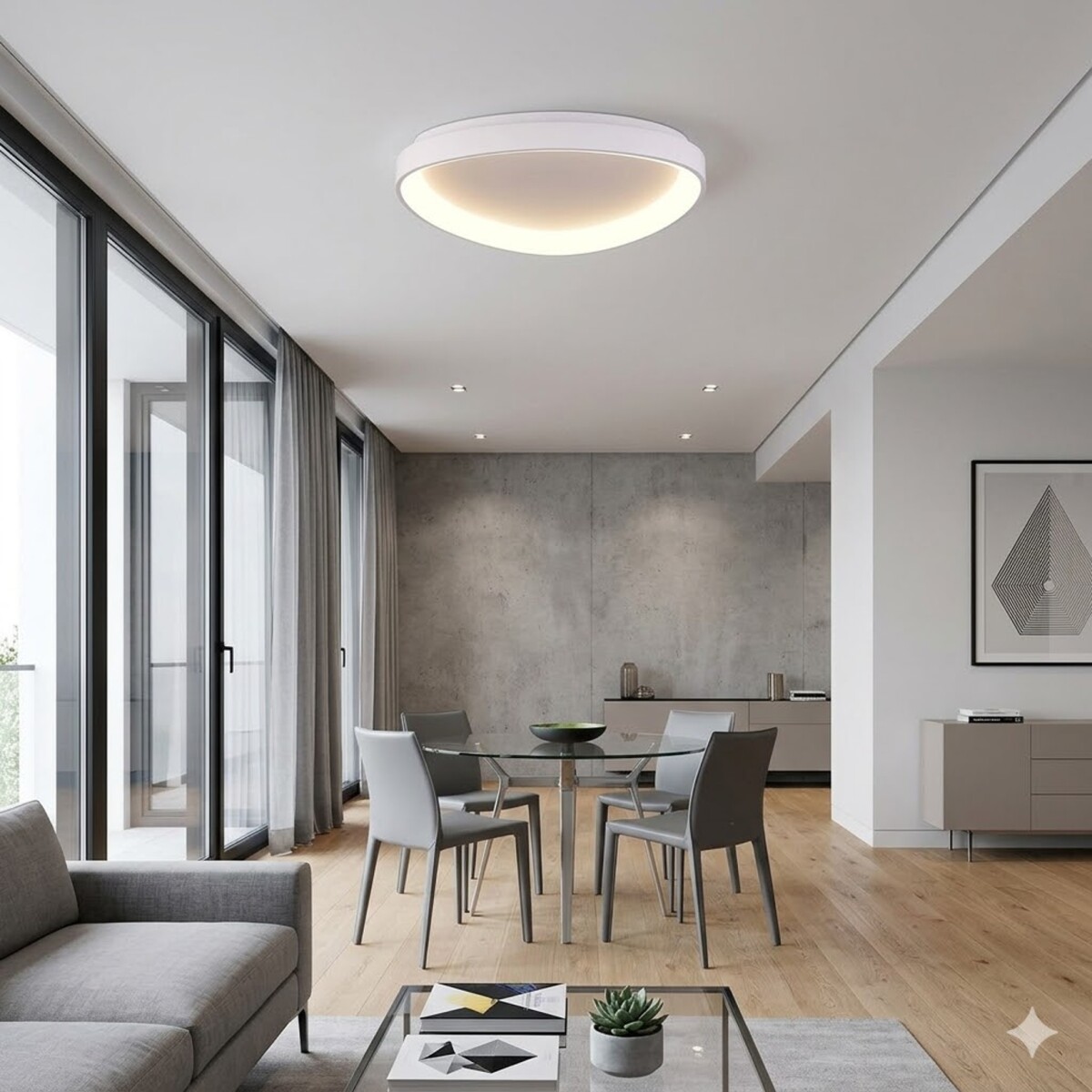 Plafón LED, Diseño triangular, Dimerizable 48W 65CM - BLANCO 