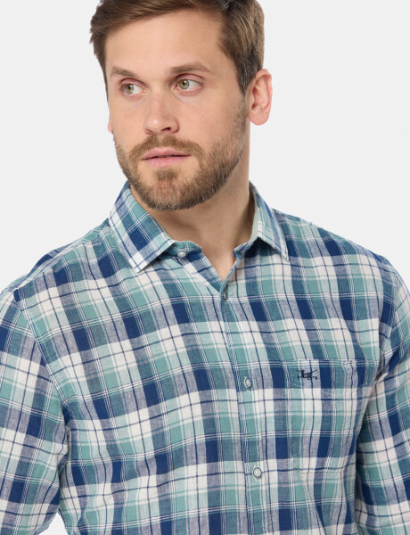 CAMISA DE LINO A CUADROS Verde