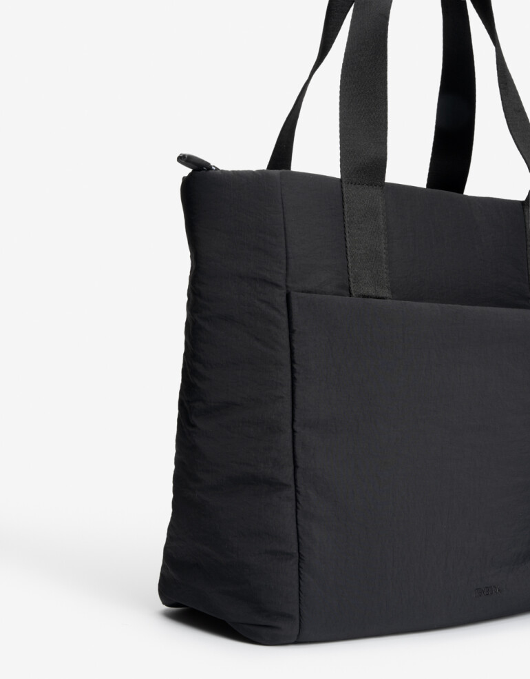 Shopper Nylon Shopper Con Doble Asa De Hombro. - Negro
