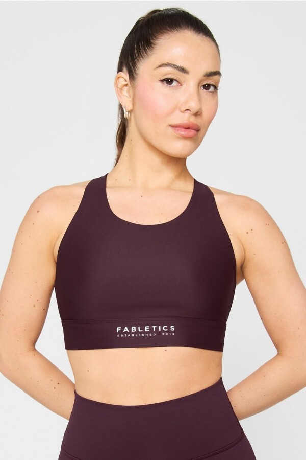 Top No-Bounce High Impact Sports Bra Mujer Oxblood/Classic White