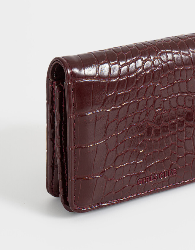 Billetera Billetera Efecto Croco Burgundy - Rojo Medio