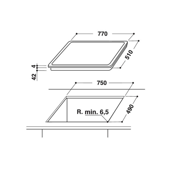 Anafe Vitrocerámico Ariston Hr704ba 80 Cm ANAFE VITROCERAMICO ARISTON HR704BA