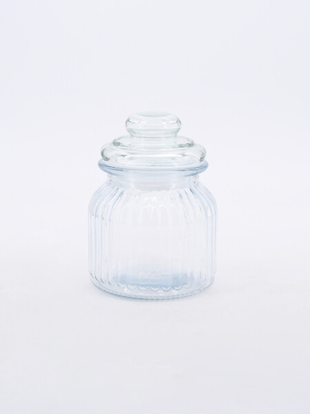 FRASCO DE VIDRIO CON TAPA TRANSPARENTE