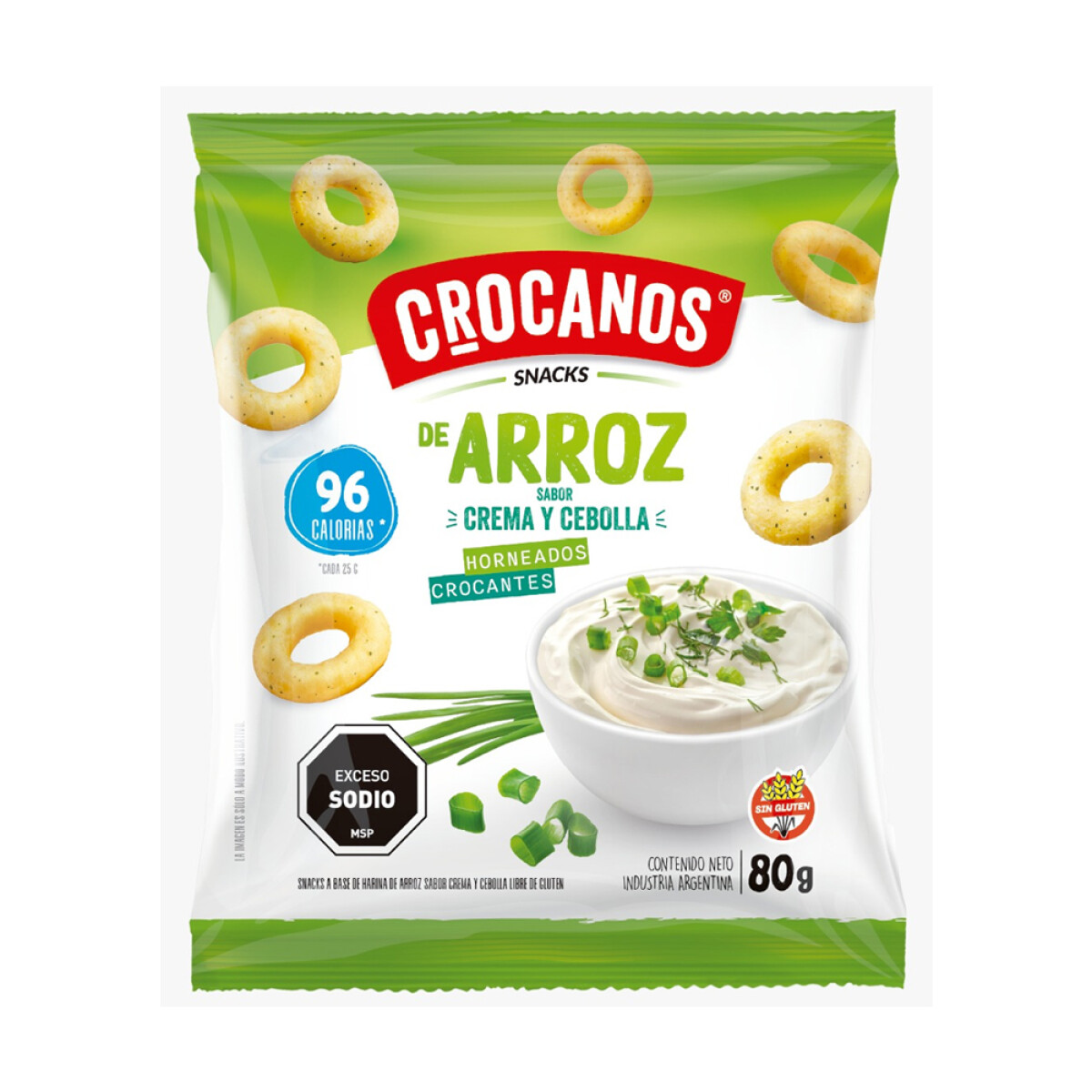 SNACKS DE ARROZ CROCANITOS - SNACKS DE ARROZ CROCANOS CREMA CEBOLLA 80GRS SIN GLUTEN 