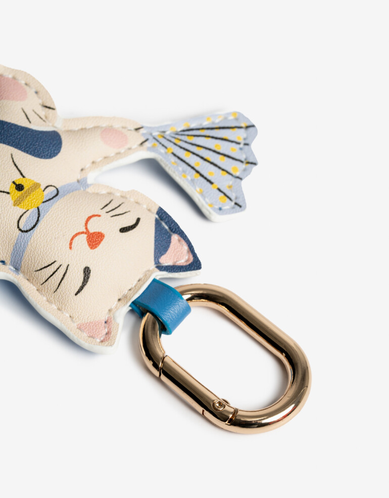 Llavero Cuero/PU Llavero Y Charm "lucky Cats" - Combinacion Multicolor