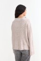 Sweater canalé con mangas oxford BEIGE