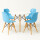 Juego de comedor Con Mesa Circular de 80cm + 4 Sillas Eames Azul/Blanco