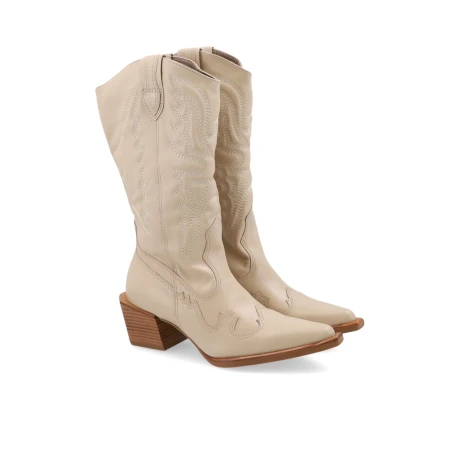 BOTA CUERO VELLETRI BEIGE