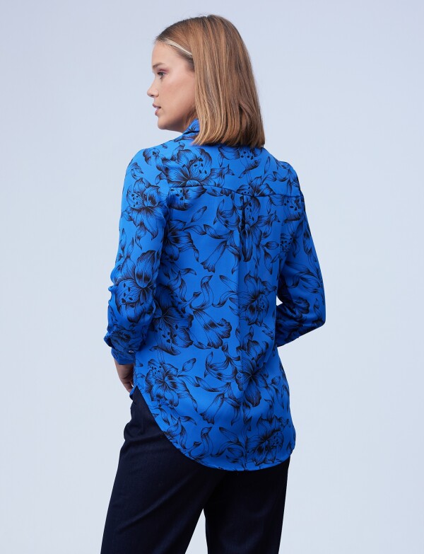 Camisa Flower Print NEGRO/AZUL