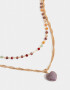 Collares Cortos Con Piedra Natural Collar Corto Bañado En Oro Con Piedra Natural - Dorado