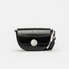 Bandolera The Circle En Cuero Grabado Croco Negro