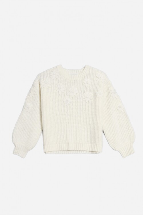 Sweater con flores BLANCO