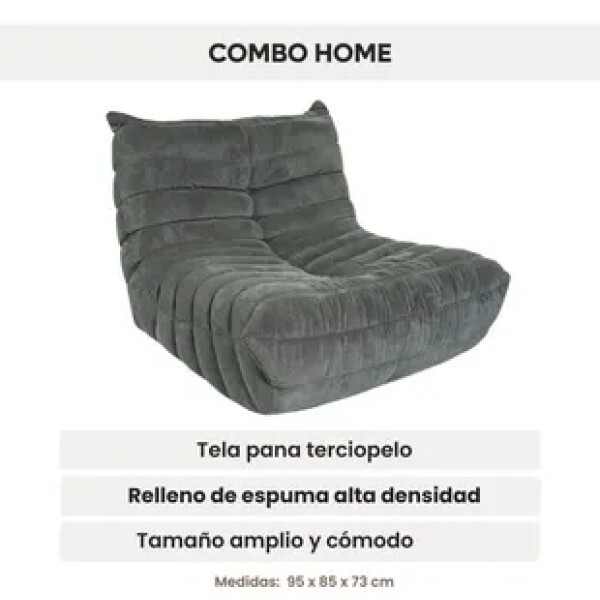 Sillón ComboHome Toggo 1 Cuerpo Lazy Sofa Puff Corderoy Gris 1