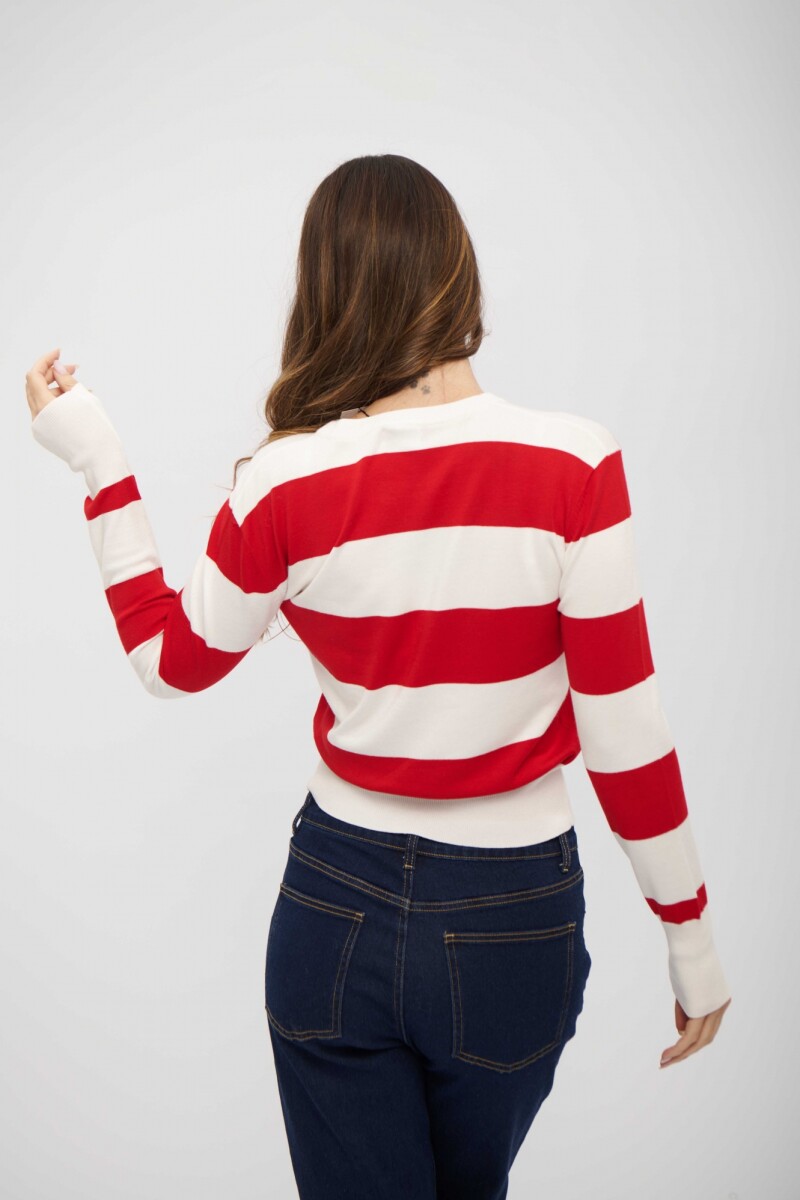 BUZO LORENZA CRUDO Y ROJO CEREZA