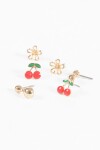 Set de caravanas cherry flor dorado