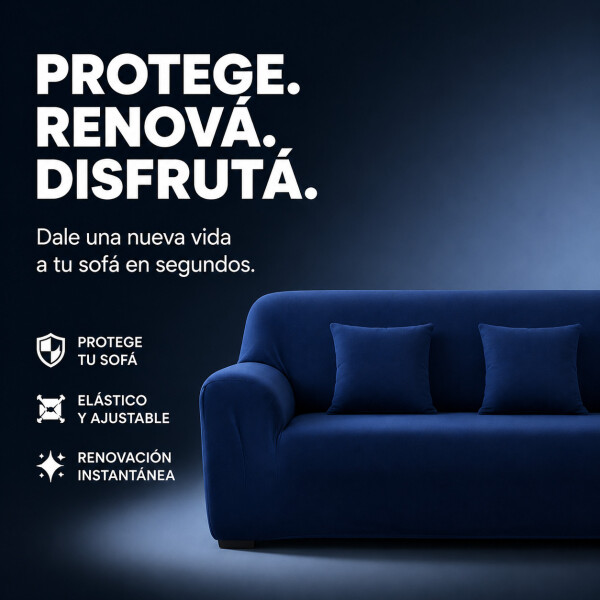 Cubre Sofá Elástico Elastizado Funda 3 Cuerpo Plaza Variante Color Azul
