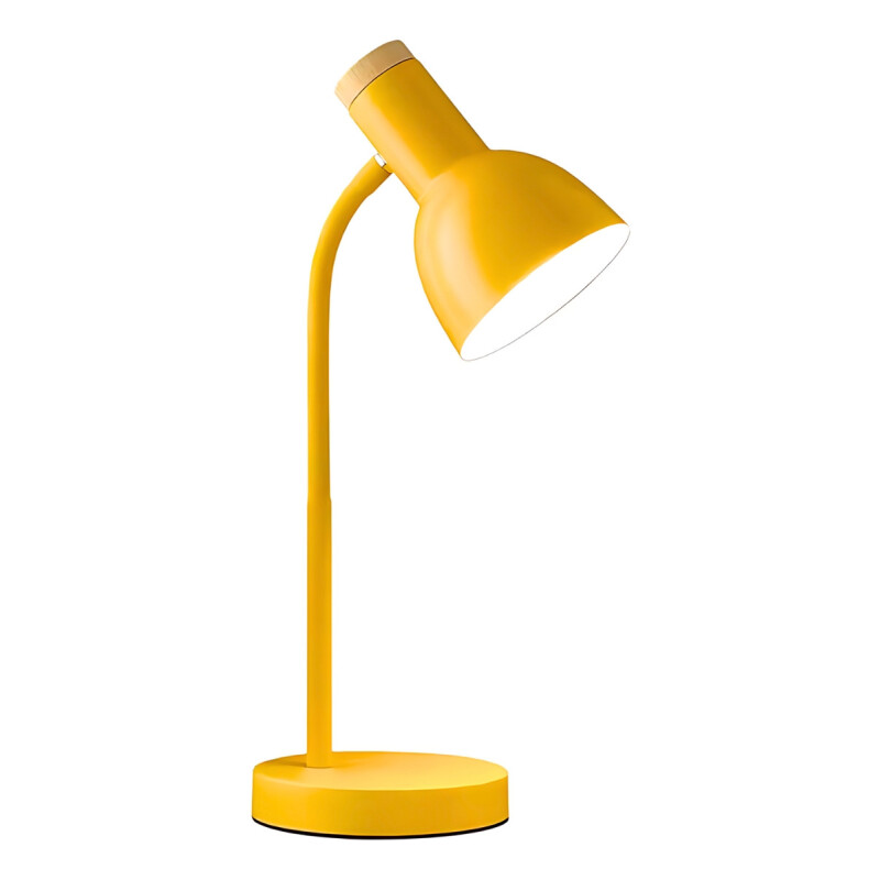 Lampara De Escritorio Portatil Nordica Con Madera Vintage Amarillo