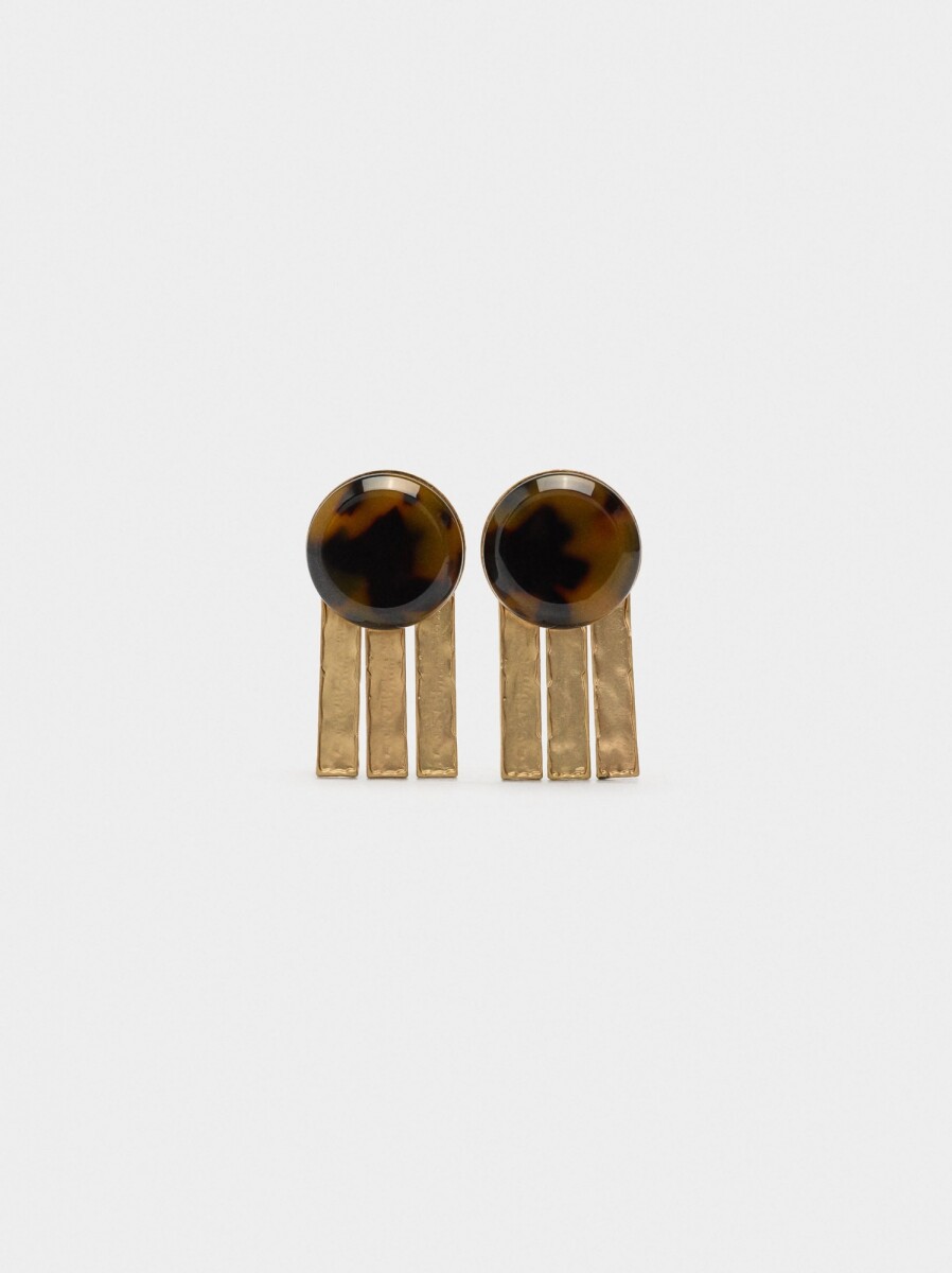 Pendientes Redondos Efecto Carey - marron 