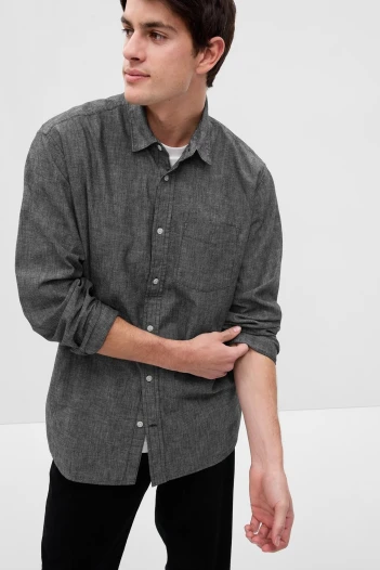 Camisa De Jean Hombre Black Wash