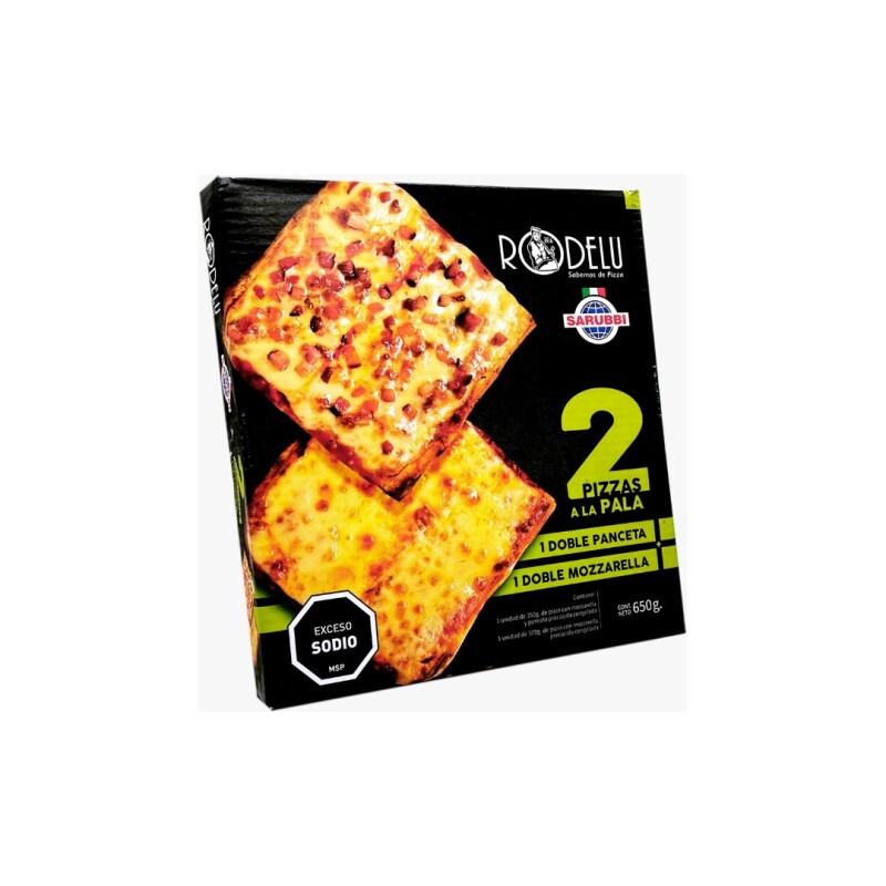 Pizza a la pala Rodelu (Muzza + Muzza c/panceta) - 2 uds - 650 gr Pizza a la pala Rodelu (Muzza + Muzza c/panceta) - 2 uds - 650 gr