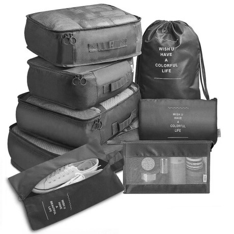 Set X8 Organizador De Viaje Valija Mochila Equipaje Negro