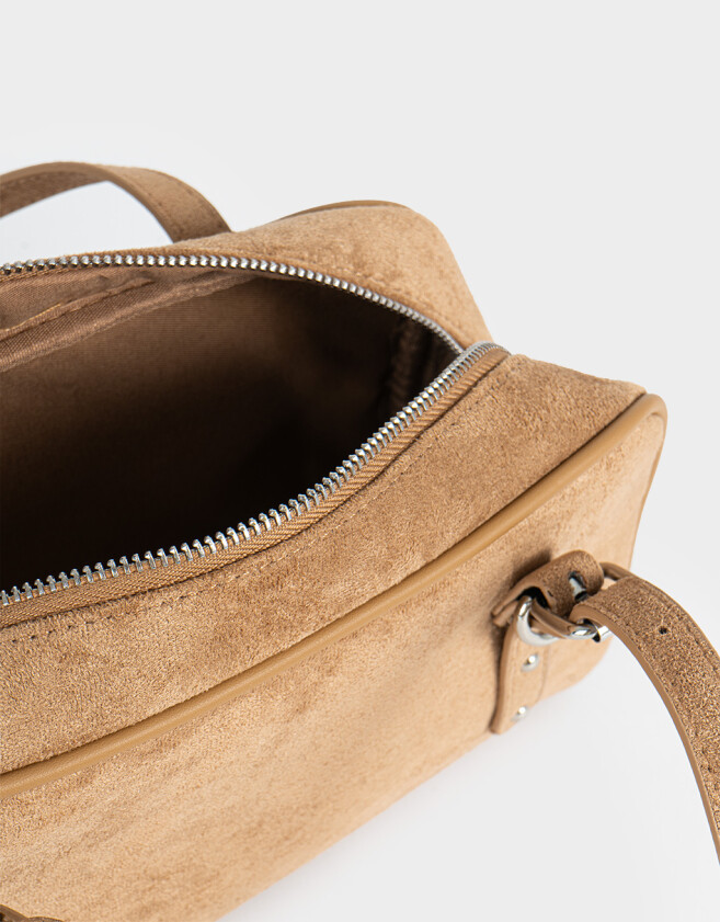 Bandoleras Cartera Bowling Suede Camel - Marron Camel