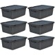 Set x6 Cajas organizadoras con tapa 16 lts NEGRO