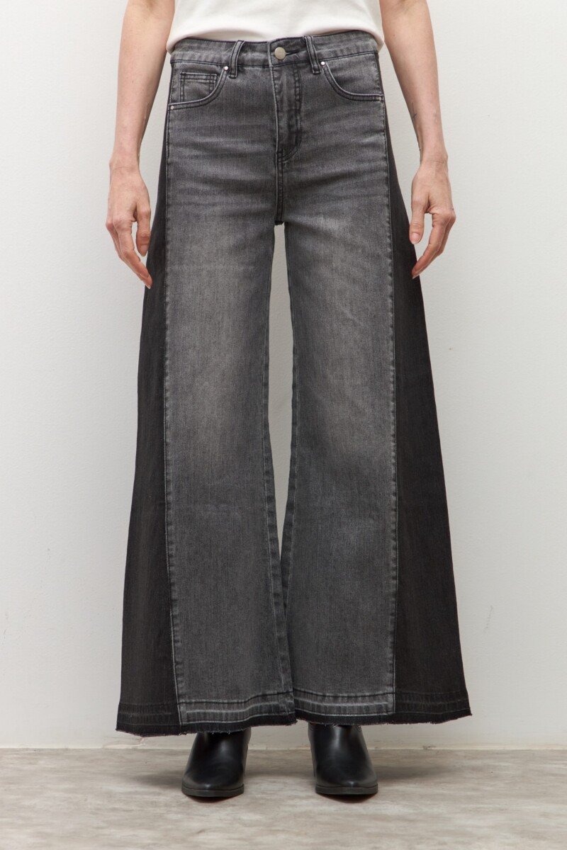 Jean wide leg Ada bicolor gris oscuro