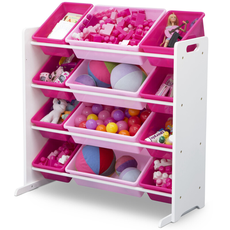 Organizador de 12 contenedores de plástico rosado, fucsia y blanco Organizador de 12 contenedores de plástico rosado, fucsia y blanco