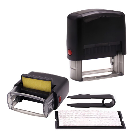 Kit Sello Personalizable Telas Objetos Ropa Textil Tinta Variante Color Negro