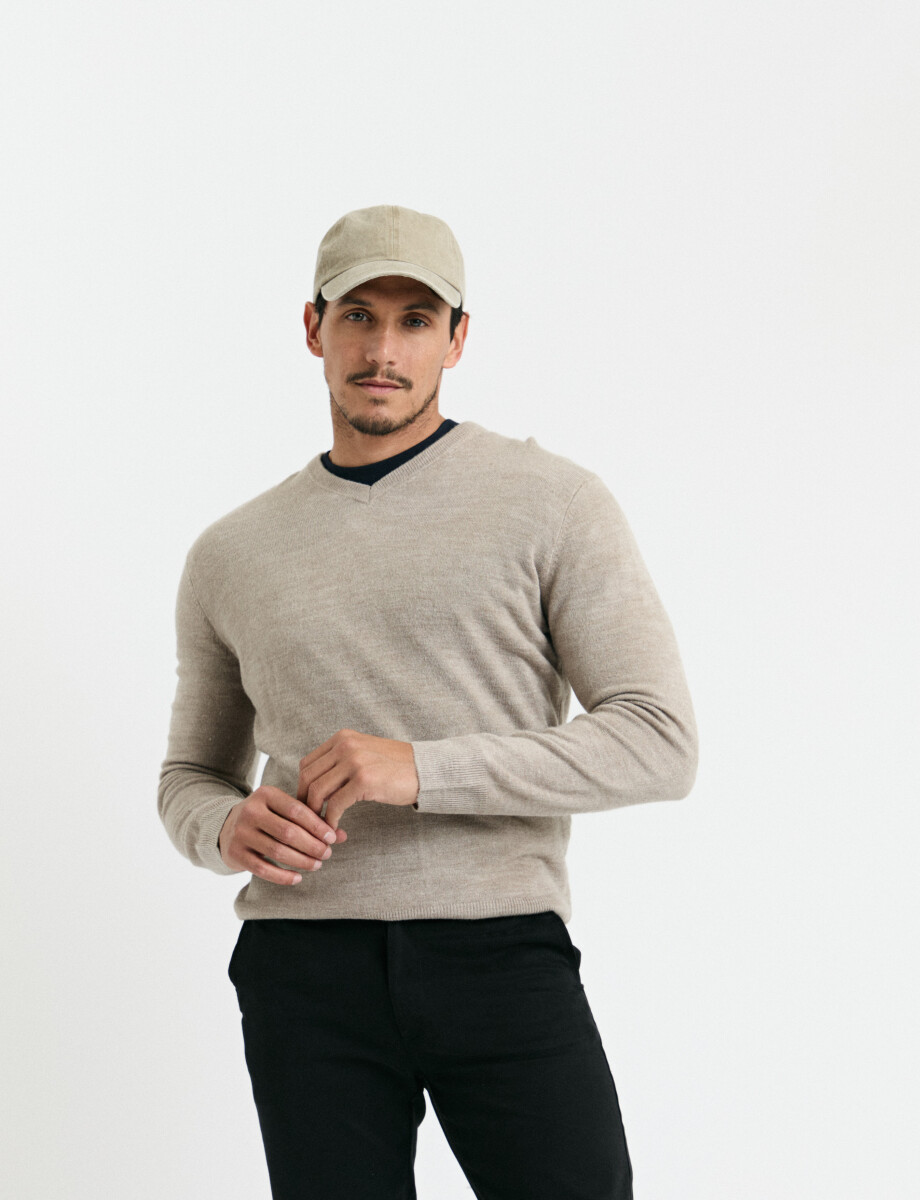 470313 SWEATER V HARRINGTON URBAN Beige Melange