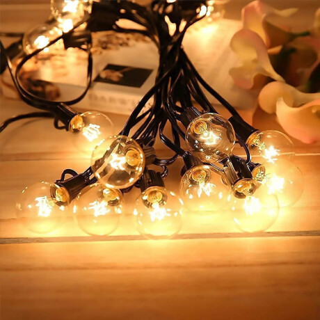 Guirnalda Guía Luces Vintage X25 + 2 Rep 7,62m Jardín Blanco