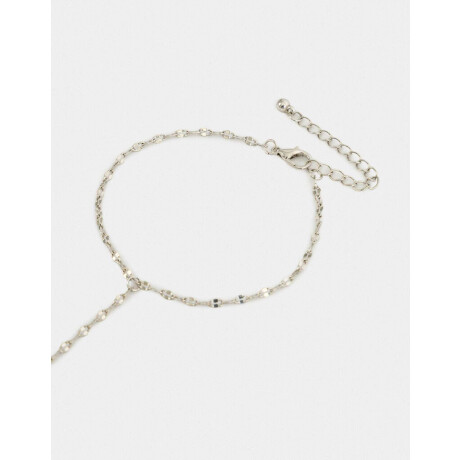 Pulsera Flexible Con Anillo Plateado
