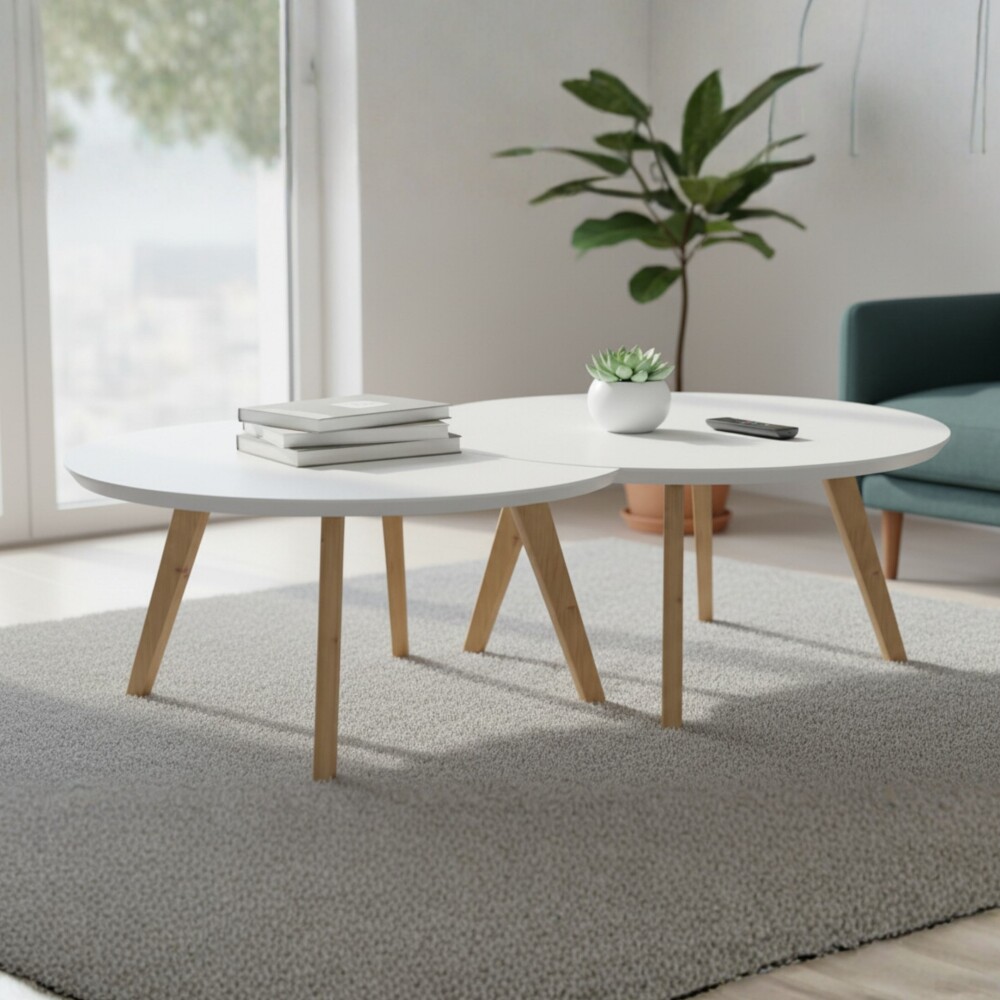 Mesa de Centro Classic - Luna - Conjunto - Línea Manhattan Blanco