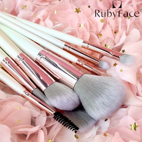 Set Maquillaje 10 Brochas y Pinceles c/ Estuche + Esponjas Plateado