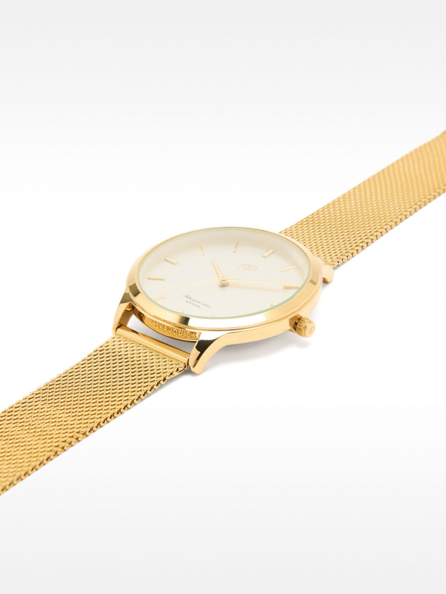 Reloj Pulsera De Malla Metálica De Acero dorado
