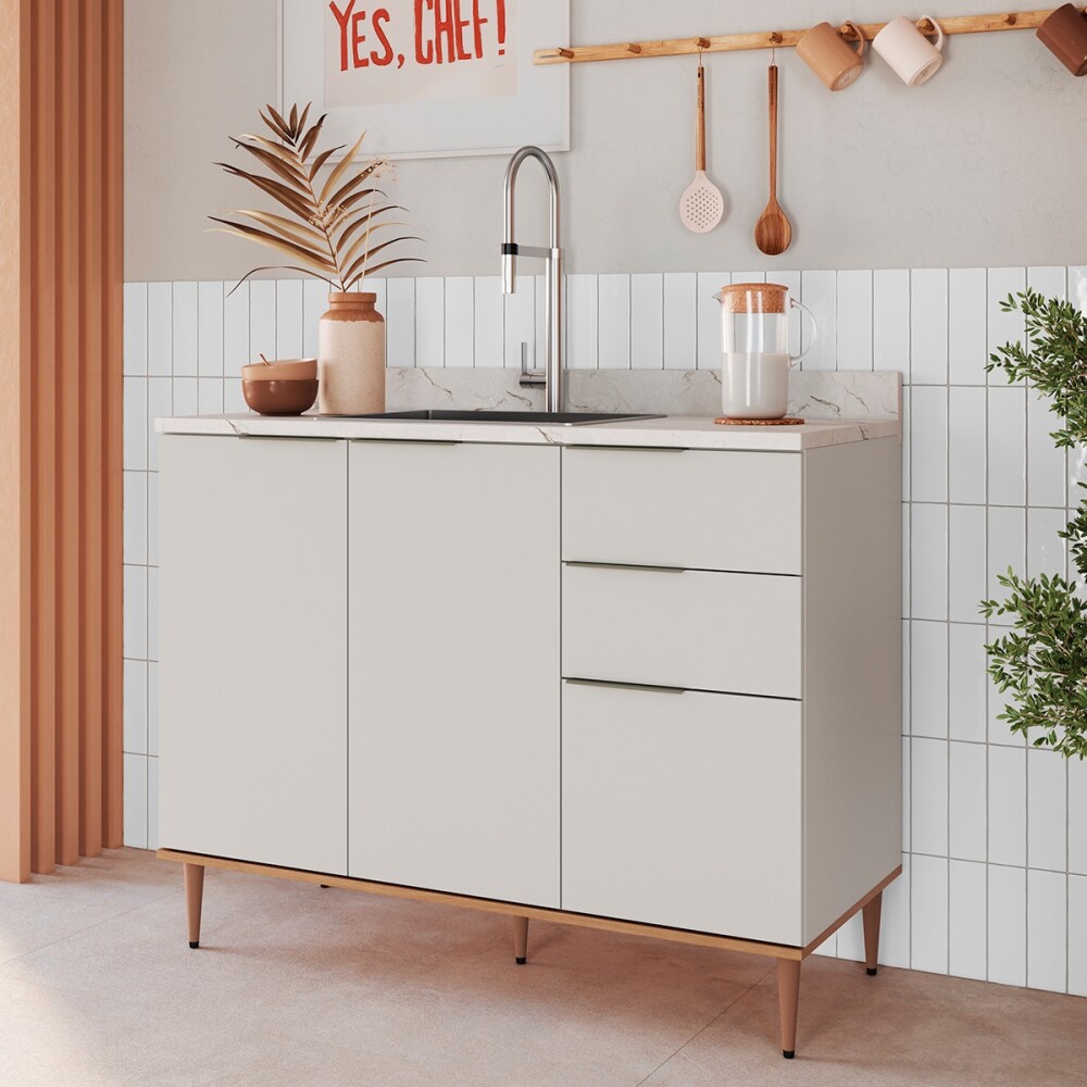 Módulo bajo ALICE 1,20 m 2 puertas / 2 cajones, color Arenas Módulo Bajo Alice 1,20 M 2 Puertas / 2 Cajones, Color Arenas