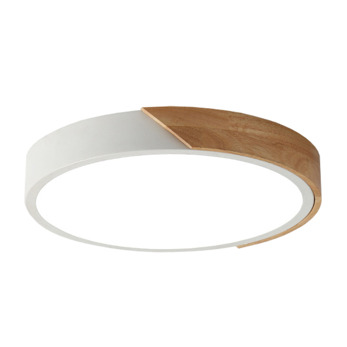 Plafón led de diseño circular en madera y aluminio blanco mate 20w - Luz neutra 