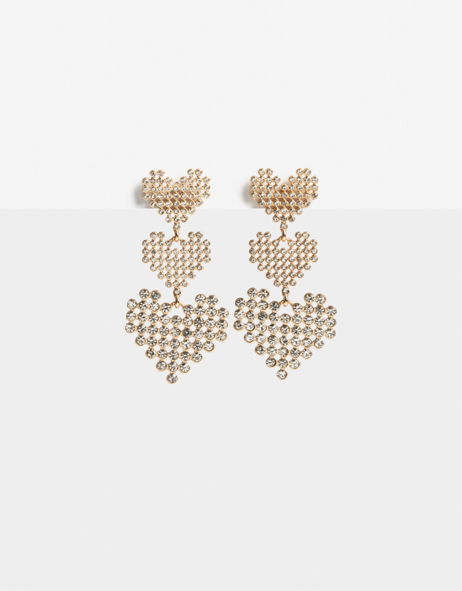 Aros Largos Corazones Strass 