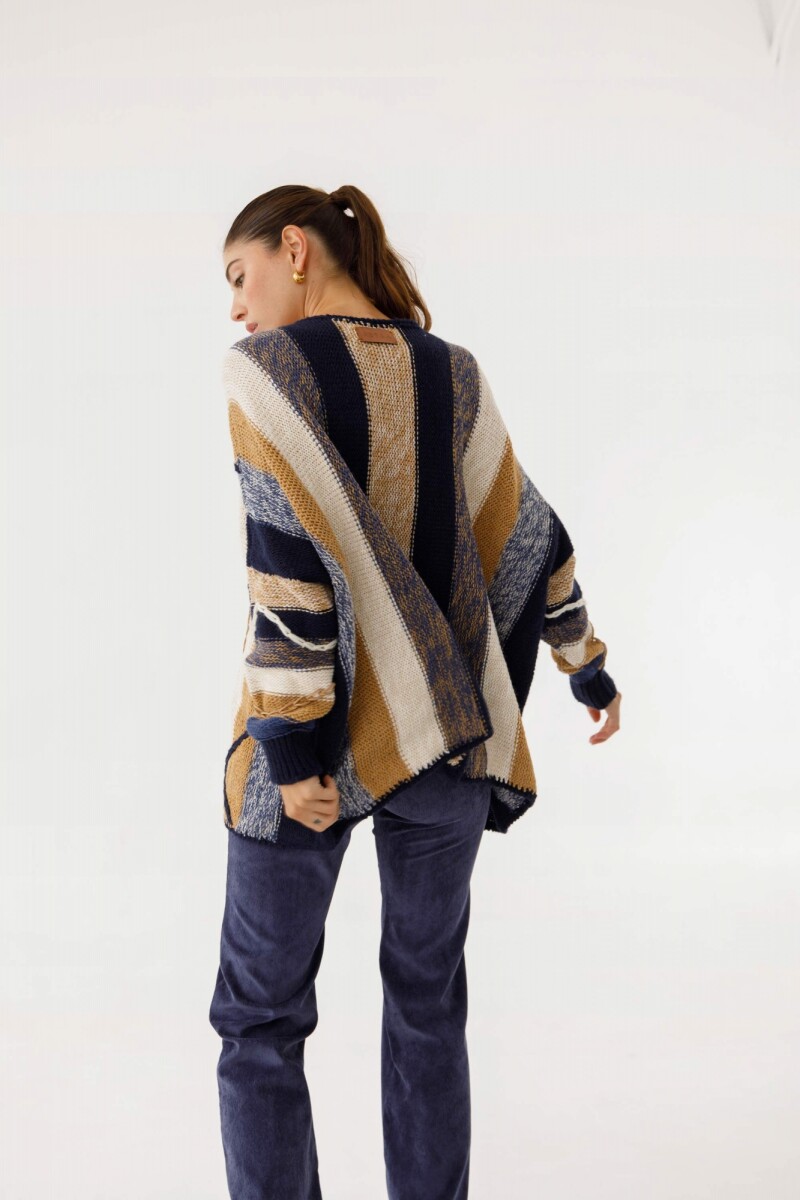 Sweater Ritmo Camel/Crudo/Azul