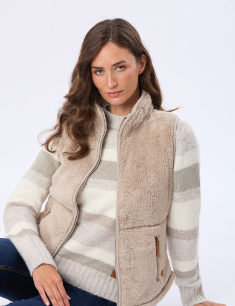 CHALECO SHERPA SUAVE Beige Oscuro