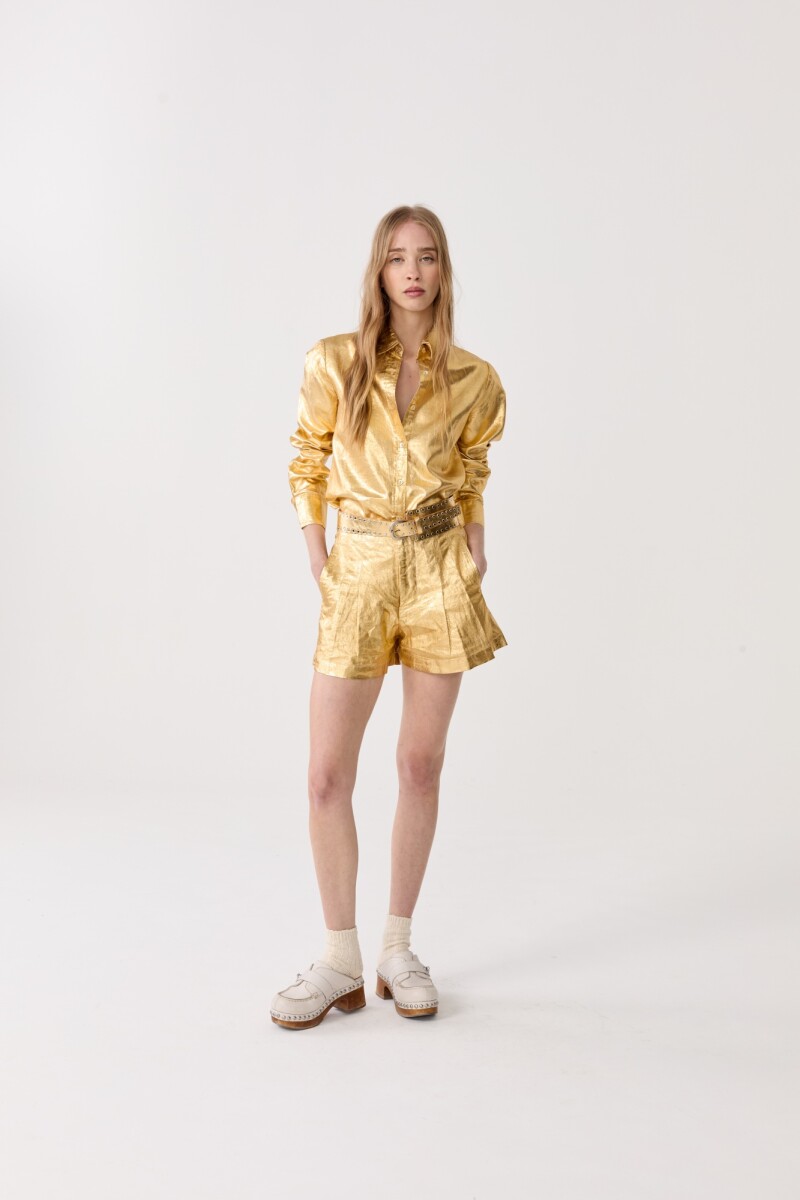 CAMISA DE LINO METALIZADO SAN Oro