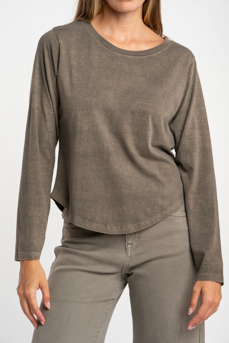 Remera Algodon Lavado Oliva