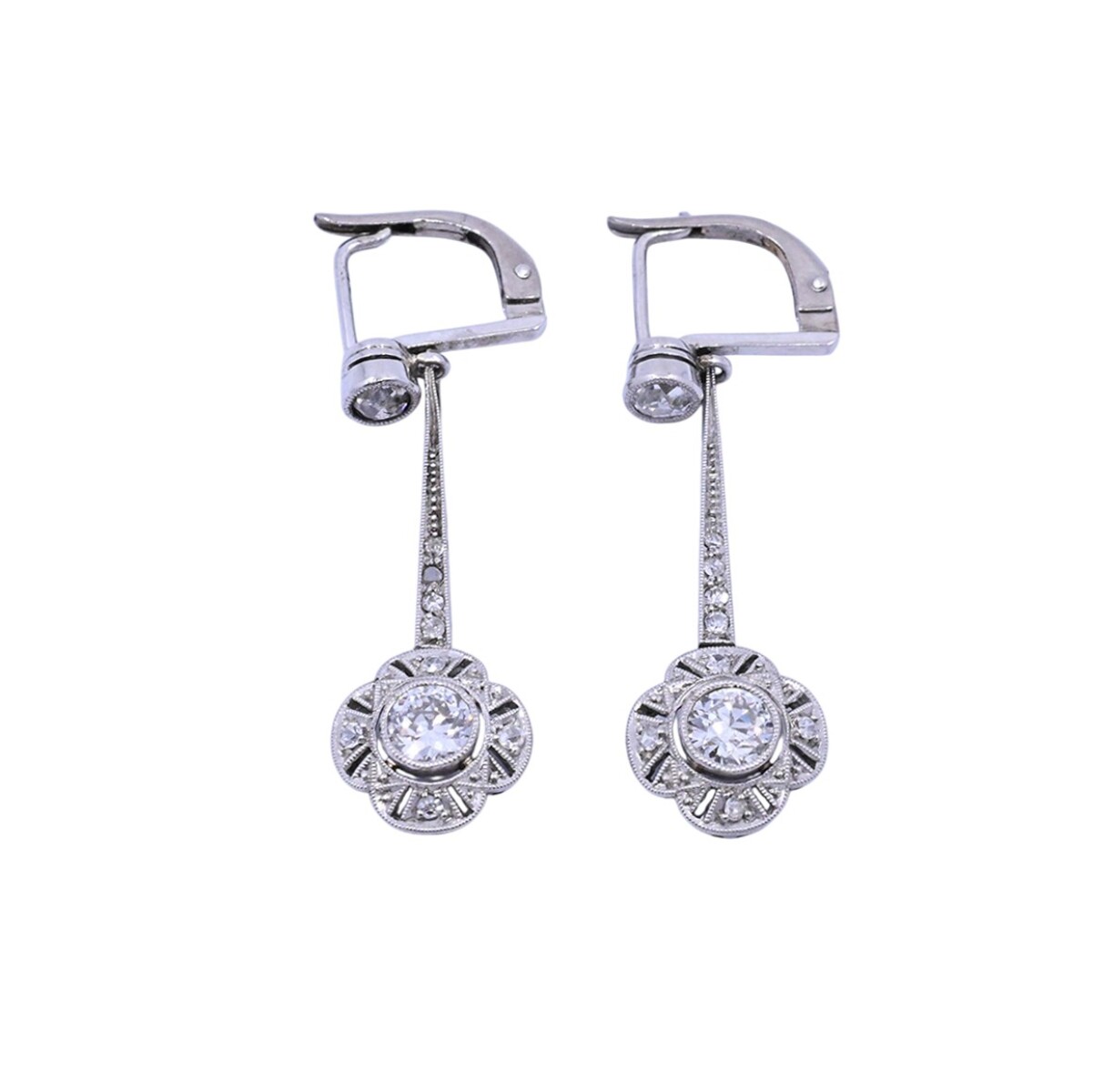 Caravanas antiguas oro 18k con brillantes. 