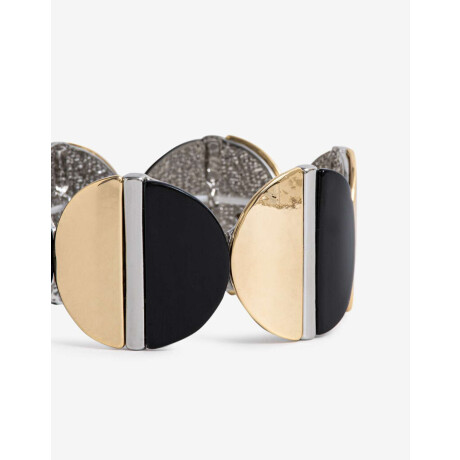 Pulsera Elástica Metal Y Resina Combinacion Bicolor